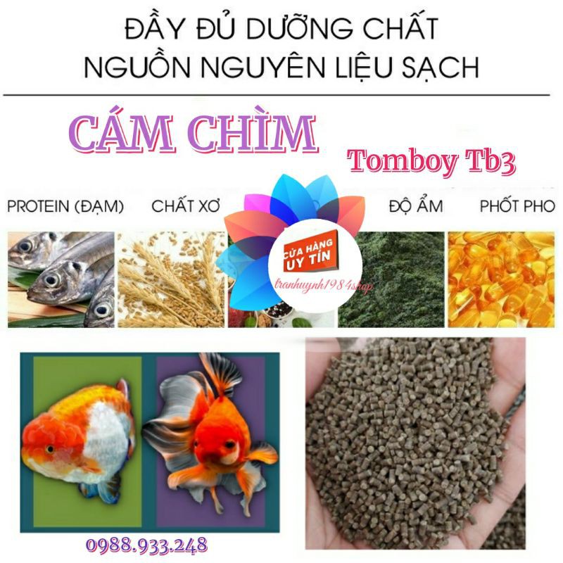 Cám TOMBOY TB3 dành cho cá Cảnh, cá Betta, cá ăn tầng đáy