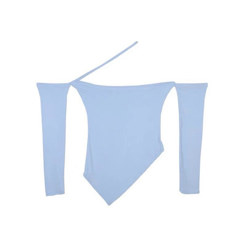 Áo Croptop Vạt Chéo Trễ Vai Tay Dài Dây Chéo Cổ