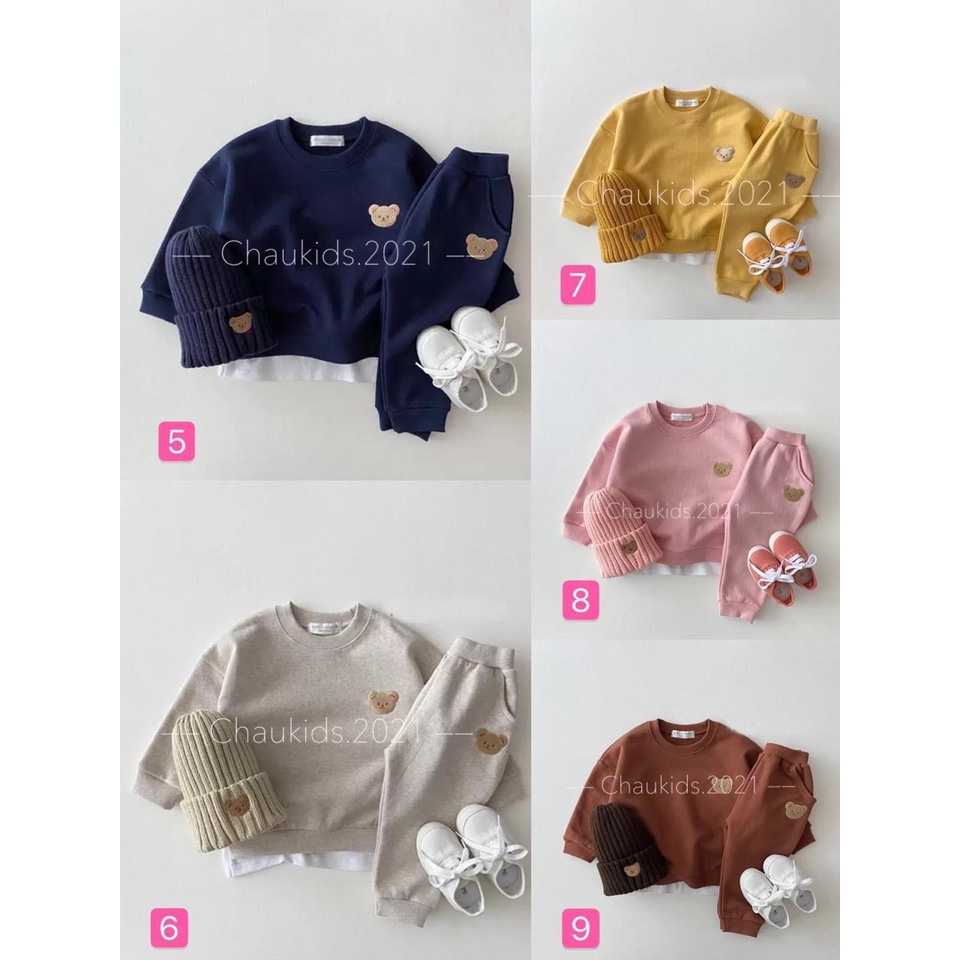 bộ cotton zip hàn cho bé diện thu 8-20KG