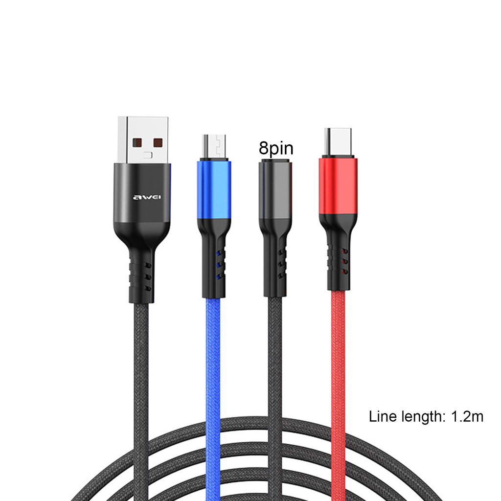 IPHONE ANDROID Dây Cáp Sạc Đa Năng 3 Trong 1 Micro Usb Type C 2.4a Huawei Cl-971 Tiện Dụng