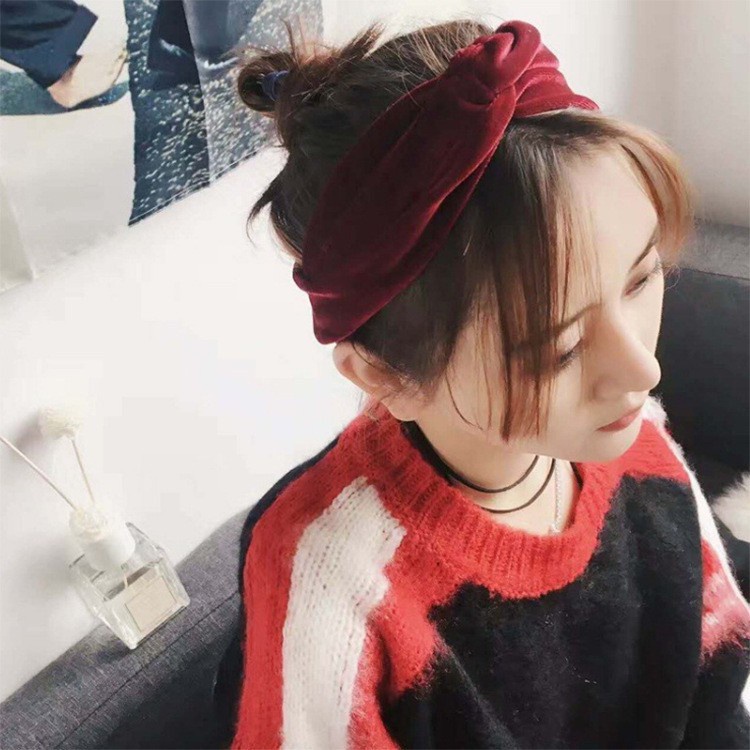 Băng đô vải lụa co giãn thắt nút đơn giản tùy chọn màu sắc