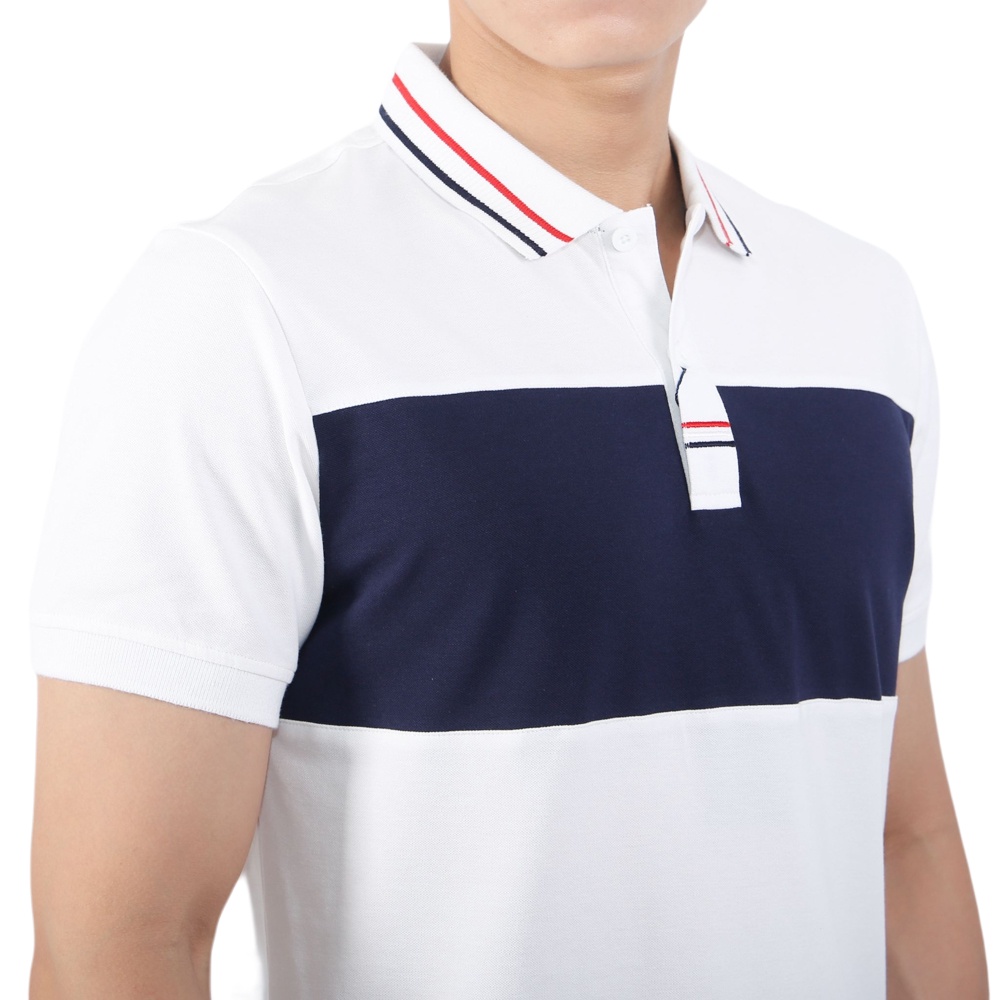 Áo polo ngắn tay Nam Owen Cotton Bodyfit Navy trắng - APV23791