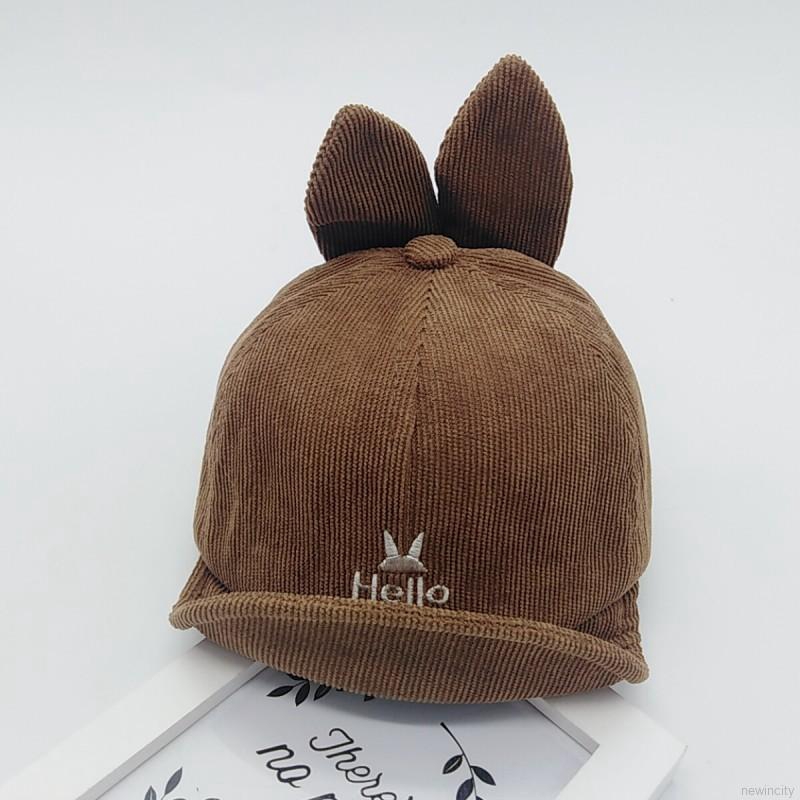 Mũ cotton thêu chữ trang trí tai thỏ xinh xắn cho bé