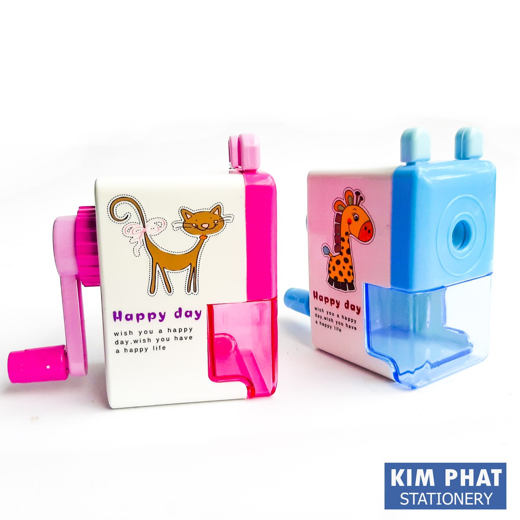 Gọt bút chì quay tay, Chuốt bút chì tự động hình động vật dễ thương HAPPY DAY