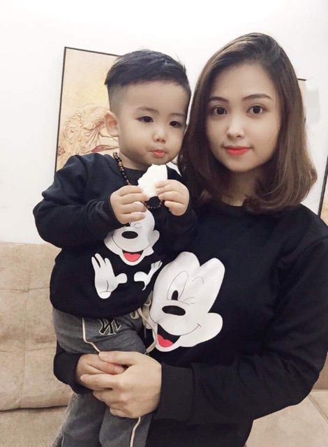 Áo nỉ sweater Mikey mẹ bé trai bé gái chất mịn đẹp mặc êm hàng bao đẹp loại 1