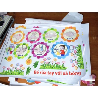 Tranh mầm non- các bước rửa tay