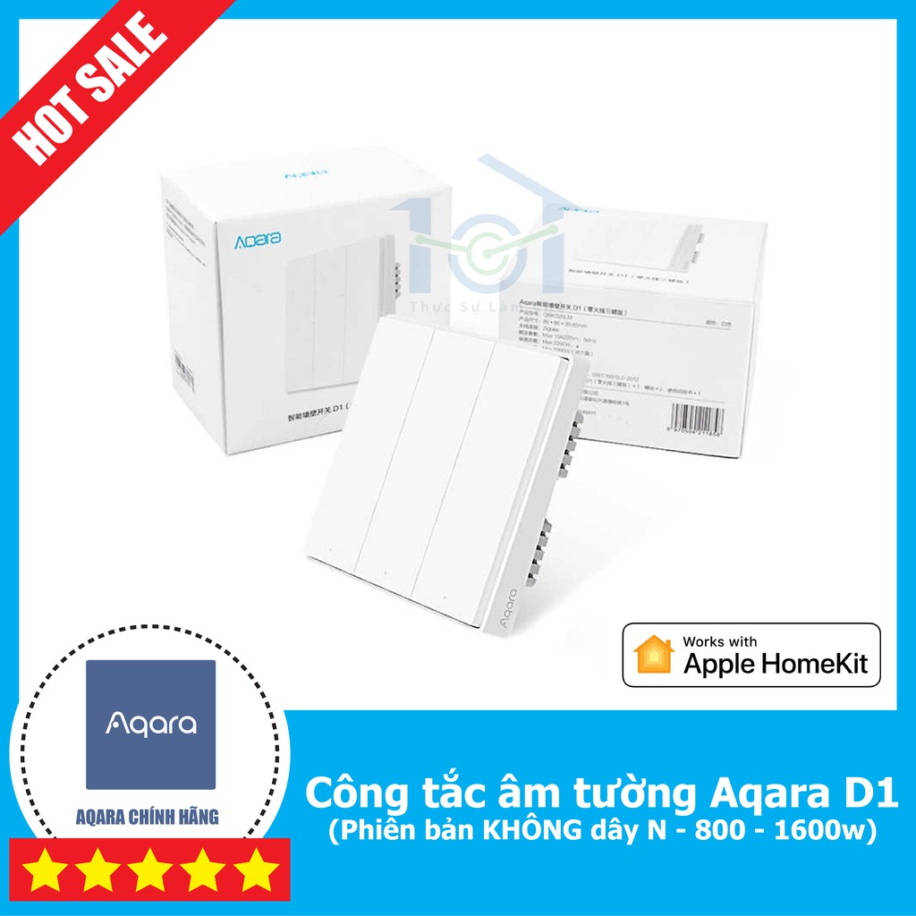 Công tắc âm tường Xiaomi - Aqara D1 không cần dây N bản mới 2020 - có đèn báo, hỗ trợ homekit, 1-2-3 nút bản Zigbee