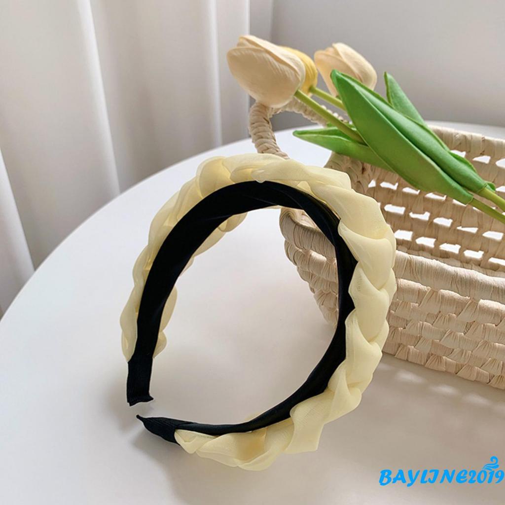 Băng đô cài tóc bản rộng màu trơn thắt nút thời trang cho nữ