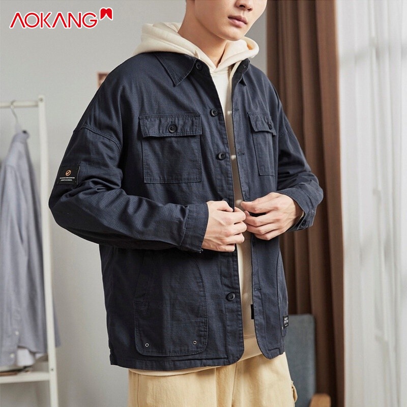 Áo khoác sơ mi AOKANG tay dài thời trang trẻ trung dành cho nam
