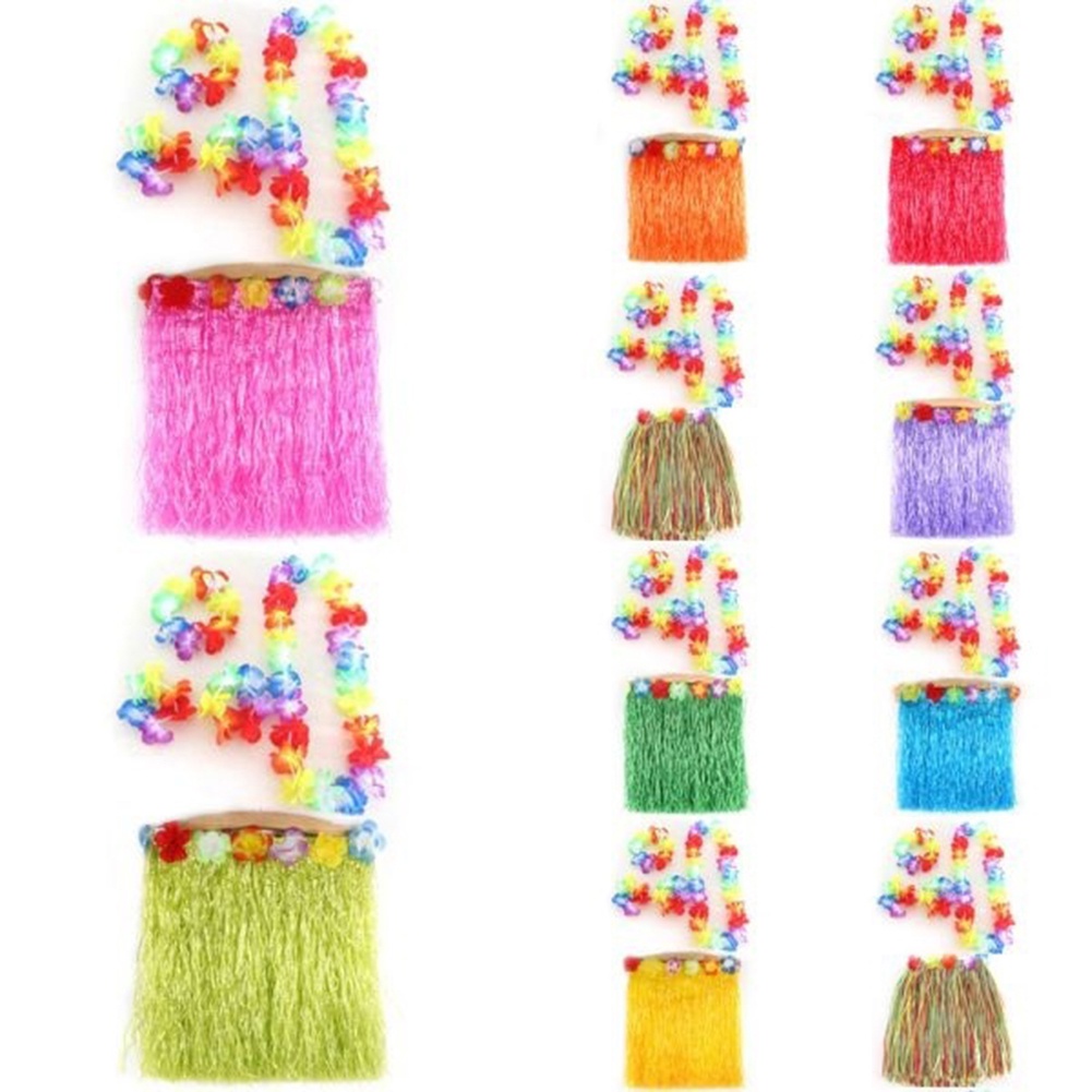 Bộ Vòng Hoa Và Chân Váy Tua Rua Phong Cách Hawaii Cho Bé