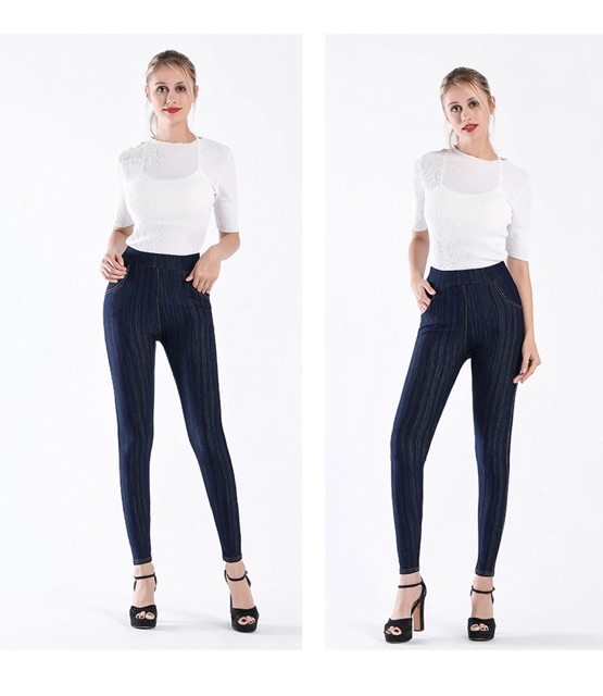 Quần legging thun big size giả jean viền sọc size đại 65-90kg | WebRaoVat - webraovat.net.vn