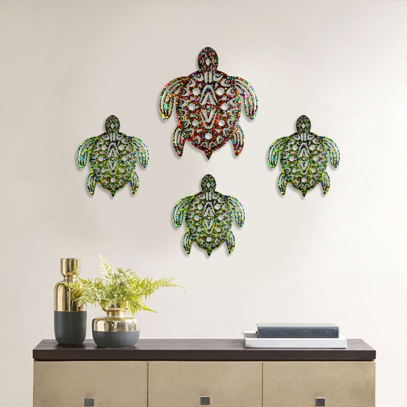 Sa Khuôn Silicon Kết Hợp Keo Dán Trang Trí Tường Hình Rùa Dễ Thương