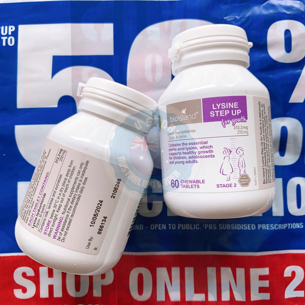 Viên nhai tăng chiều cao Bio Island Lysine Step Up for Youth 60 1