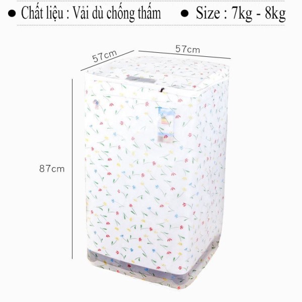 Áo trùm máy giặt cửa trên vải dù 7-8kg - Kara