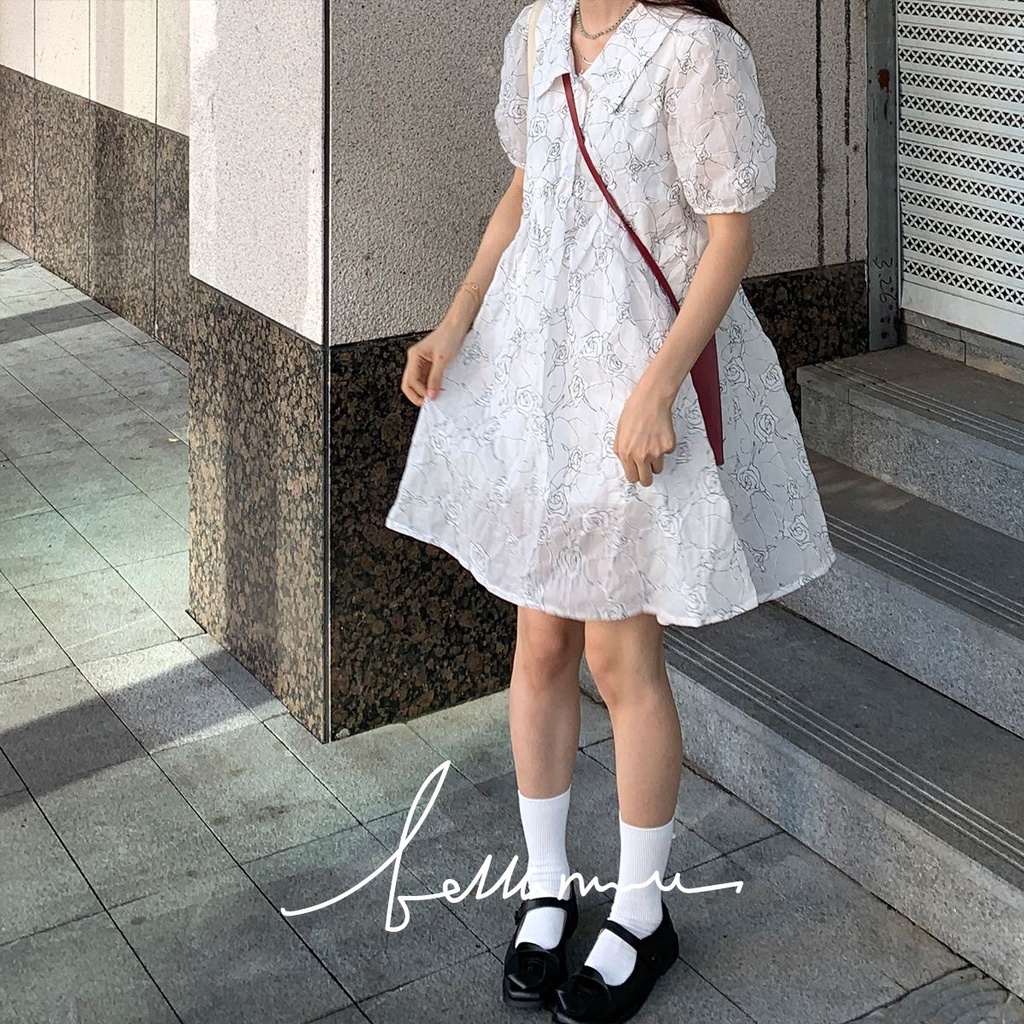 Đầm midi Màu Trắng Tay Phồng Phong Cách Cổ Điển Thời Trang Mùa Hè Cho Nữ