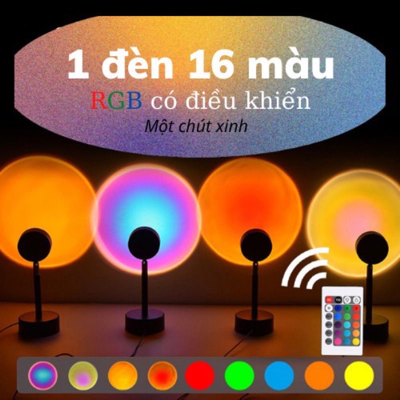 [1 ĐÈN 16 MÀU - REMOTE] Đèn chiếu Hoàng hôn sunset lamp 1 đèn có đủ màu❌FREESHIP❌