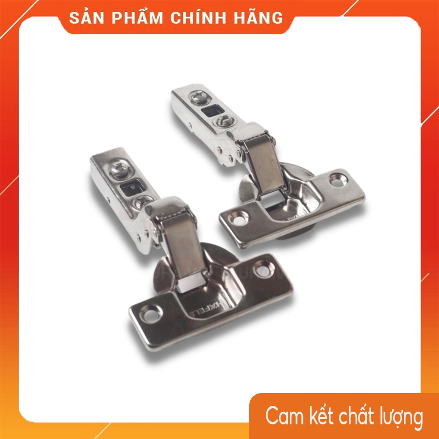 Bản lề giảm chấn inox 304 HALEFE trùm hẳn, trùm nửa, lọt lòng 315.06.750 / 315.06.751 / 315.06.752 (Kèm đế)