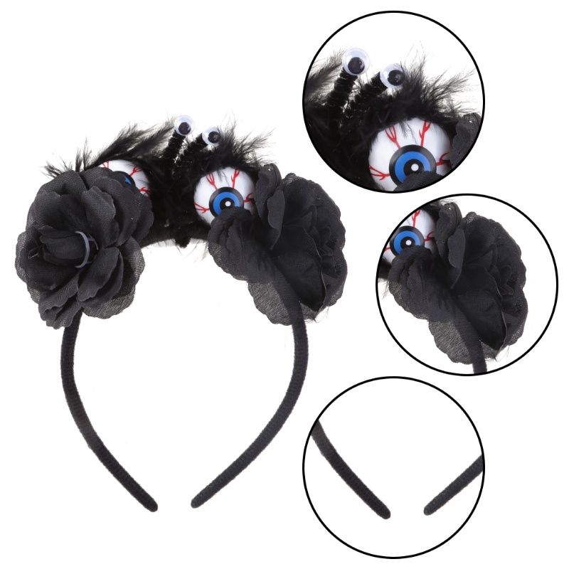 Băng Đô Cài Tóc Hóa Trang Halloween Hình Đôi Mắt Và Hoa Hồng