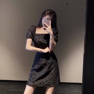 (Sẵn S) Đầm đen cổ vuông / Váy đen cổ vuông style basic