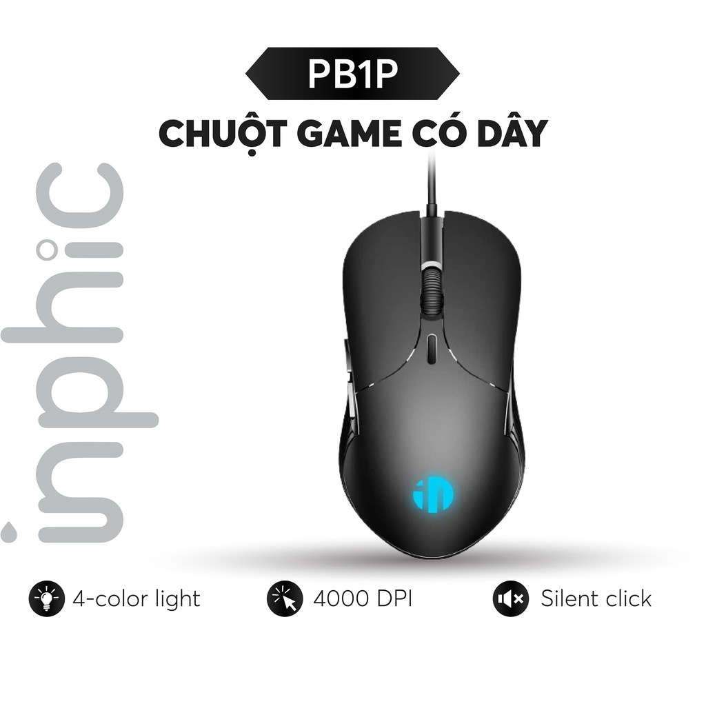 Chuột Chơi Game inphic PB1P Có Dây 6 Nút 4000 DPI tùy chỉnh dùng cho game thủ chuyên nghiệp - Chính Hãng - HÀNG MỚI VỀ