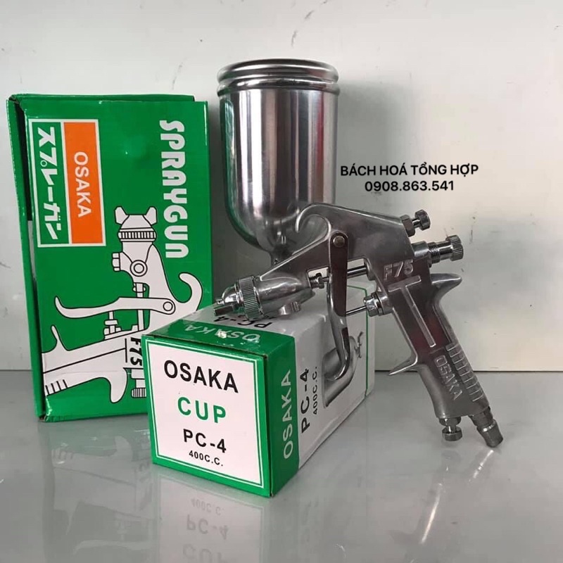 BỘ PHUN SƠN OSAKA F75 CHÍNH HÃNG + BÌNH CHỨA SƠN 400CC