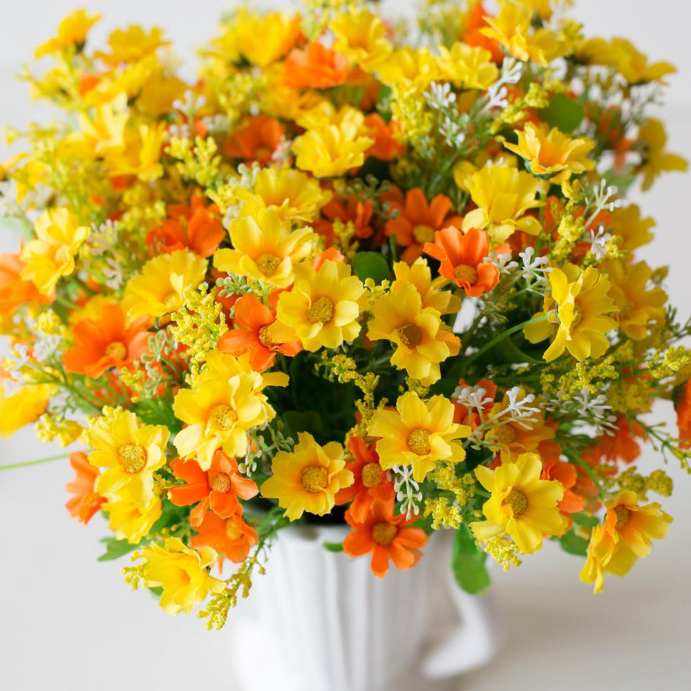 CONOPERY Bó Hoa Lụa 28 Bông Nhiều Màu Trang Trí Tiệc