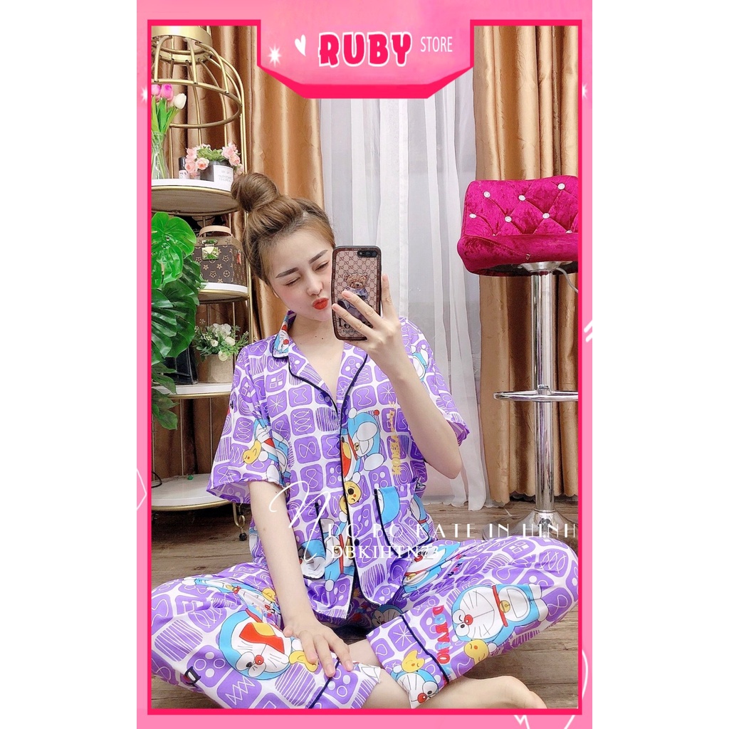 Đồ bộ phom to cho nữ mặc nhà chất kate mềm mịn in hình doremon hoạt hình dễ thương DBKIHTN73