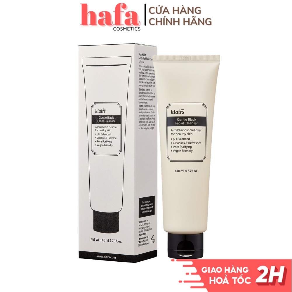 Sữa Rửa Mặt Dear Klairs Gentle Black Facial Cleanser 140ml