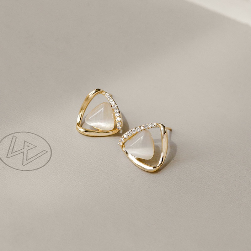 Khuyên Tai Đính Đá Opal Phong Cách Hàn Quốc Thanh Lịch Dành Cho Nữ