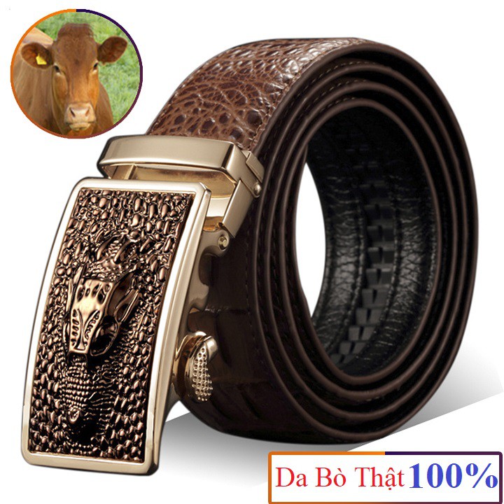 [Da Bò Thật 100%] Bảo Hành 1 Năm - Dây Nịt Thắt Lưng Nam Da Bò Thật Vân Cá Sấu Cao Cấp Thời Trang TM - R7