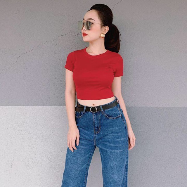 🔺ÁO CROPTOP CỔ TRÒN TAY NGẮN🔻