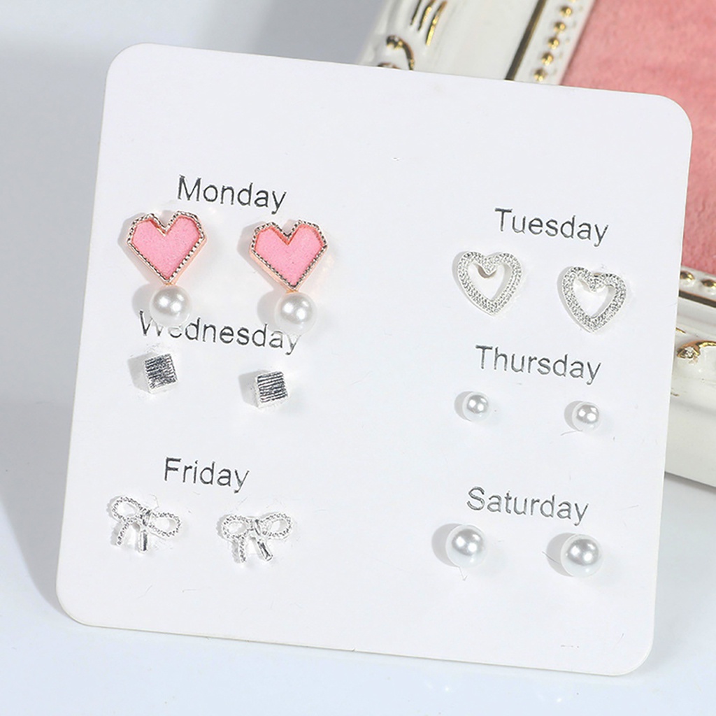 Bộ 6 Đôi Hoa Tai Hợp Kim Nhiều Kiểu Dáng