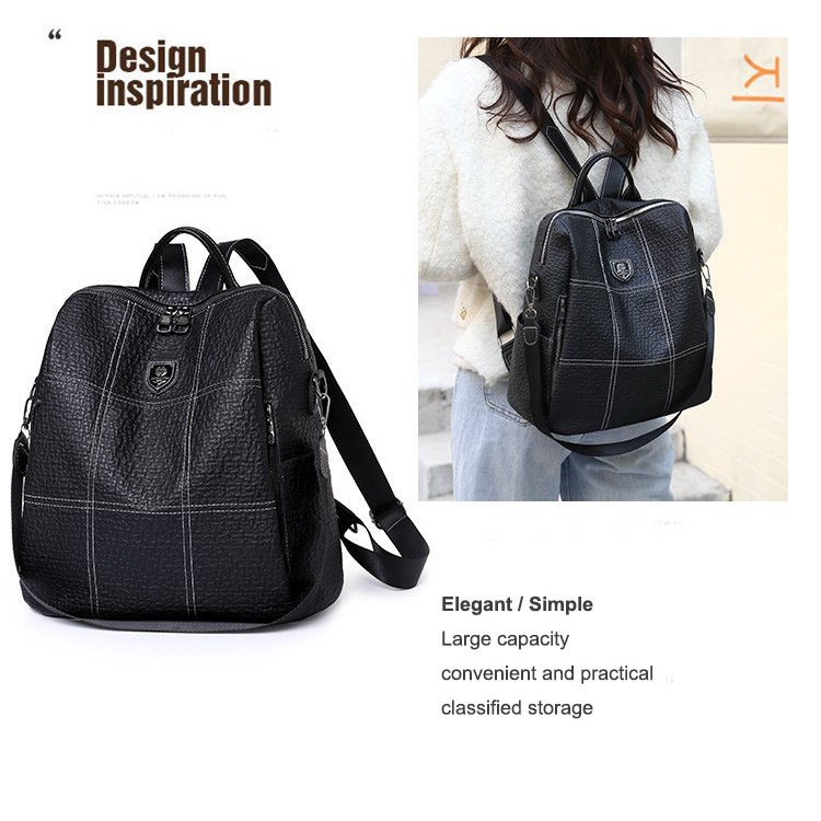 Balo Da PU Cỡ Lớn Phong Cách Hàn Quốc Cho Nữ Sinh