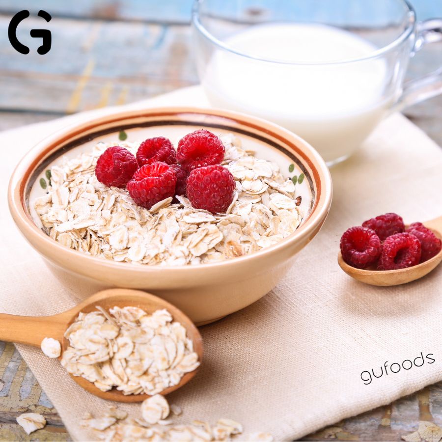 Combo 2 gói Yến mạch tươi cán mỏng  GUfoods - Ăn kiêng, Giàu chất xơ, Hỗ trợ giảm cân, Tập gym, Eat clean