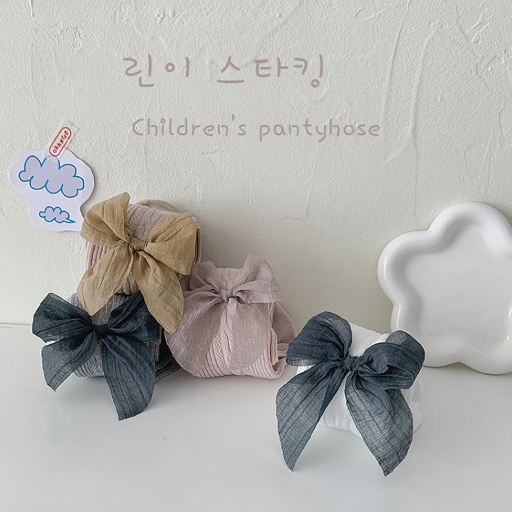 Quần Tất Chất Liệu Cotton Đính Nơ Thời Trang Mùa Xuân Thu Dành Cho Bé Gái