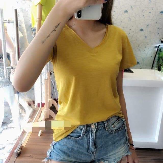 Áo Thun nữ trơn cổ tim Từ 40Kg - 65Kg | BigBuy360 - bigbuy360.vn