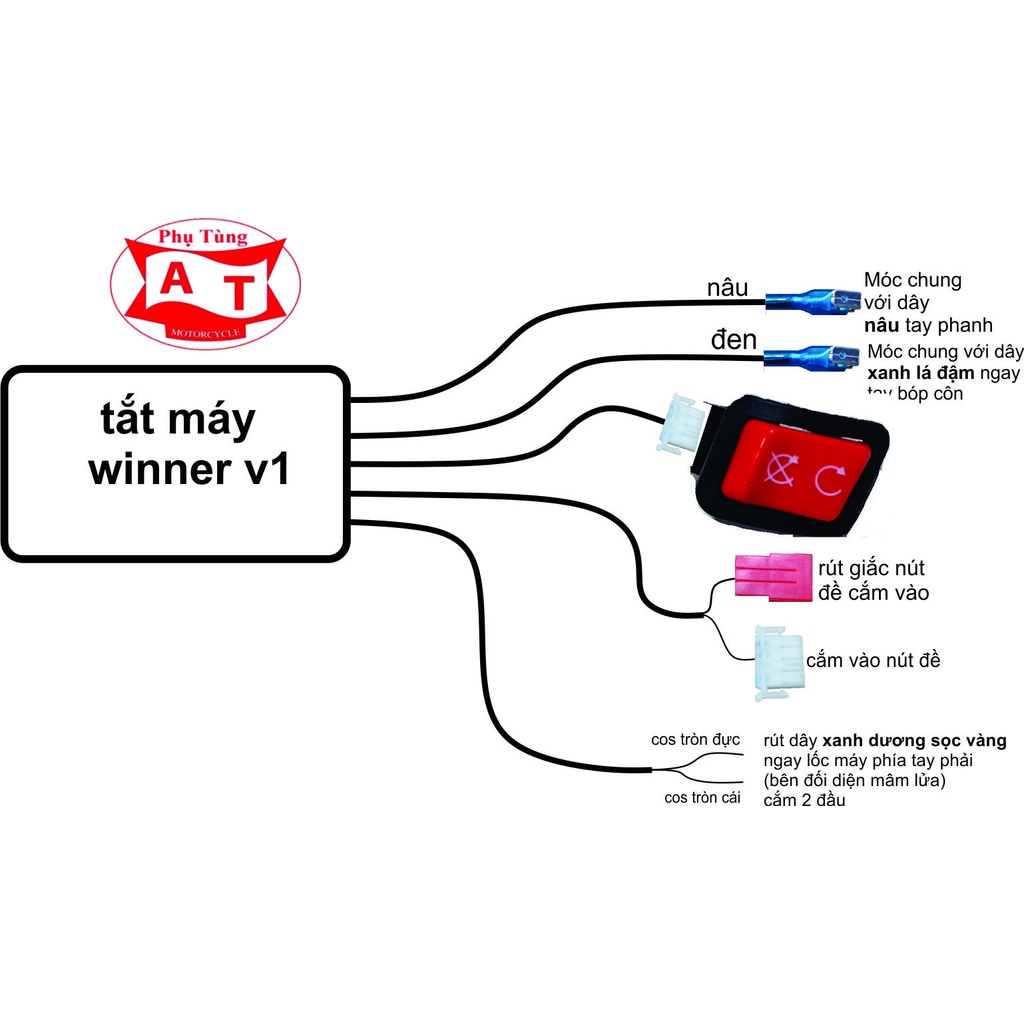 Mạch tắt máy tạm thời trên Nút Đỏ xe WINNER V1 Xe WAVE Bảo Hành 12 Tháng
