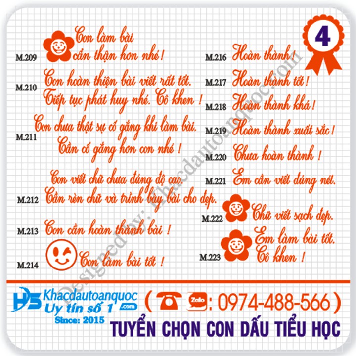 [M4.209-M4.223] Con dấu nhận xét học sinh tiểu học
