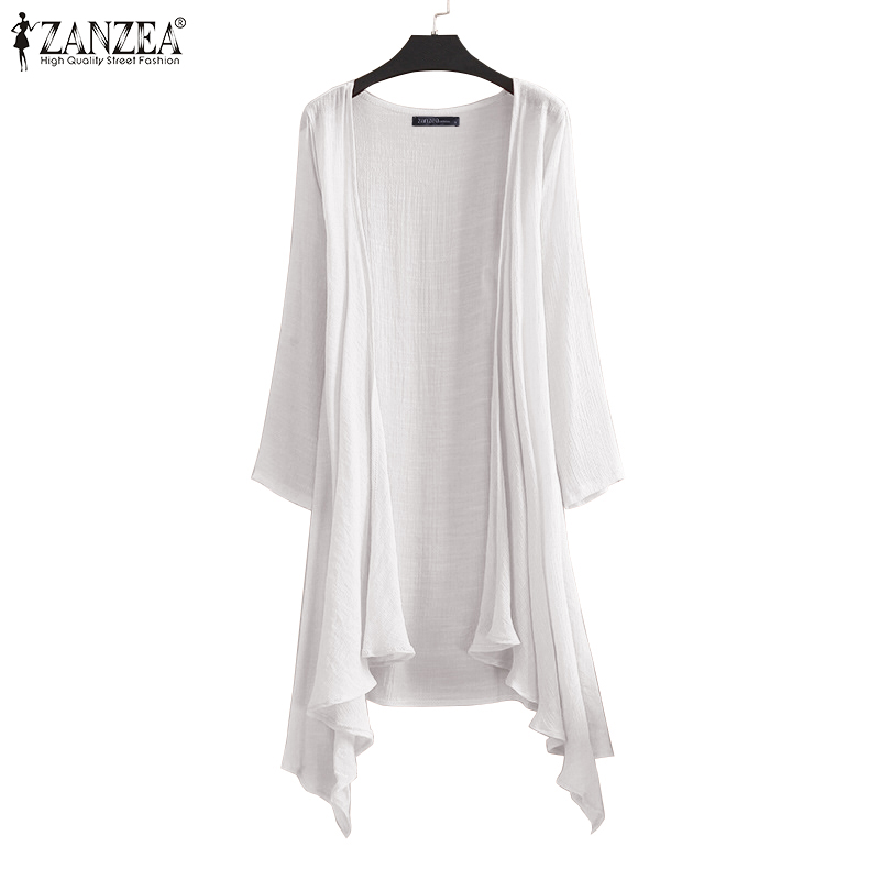 Áo Khoác ZANZEA Mỏng Tay Dài Màu Trơn Thời Trang Cho Nữ