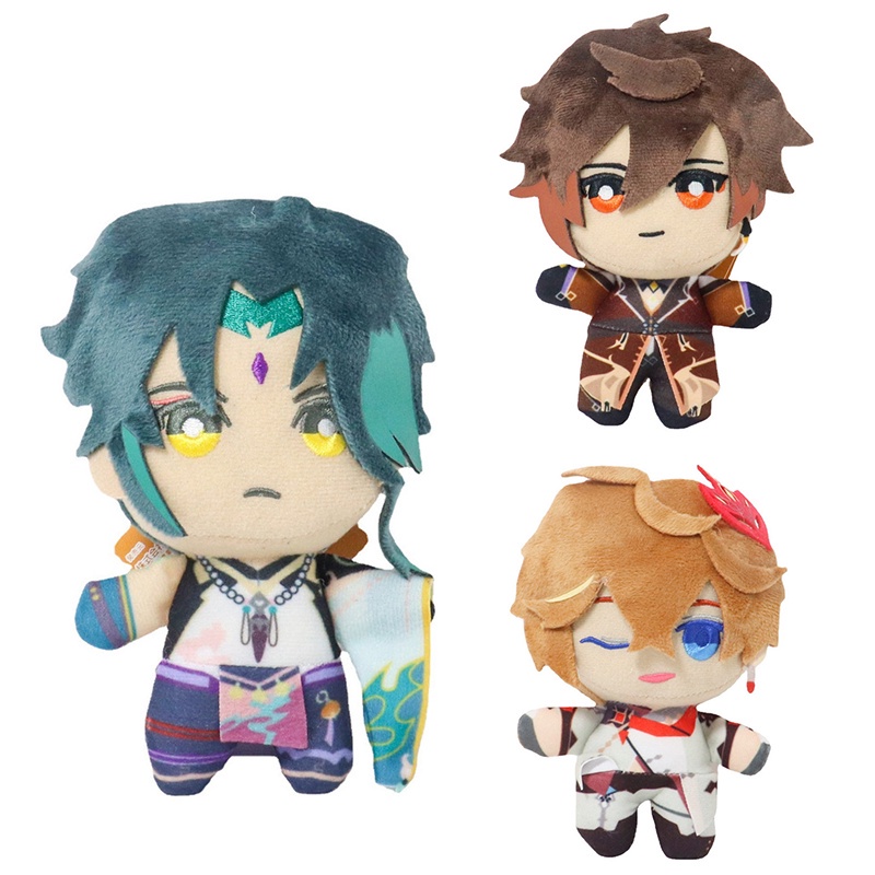 cute 15cm Genshin Impact Zhongli Tartaglia Plush Pendant Keychain Keyring Toys Gifts