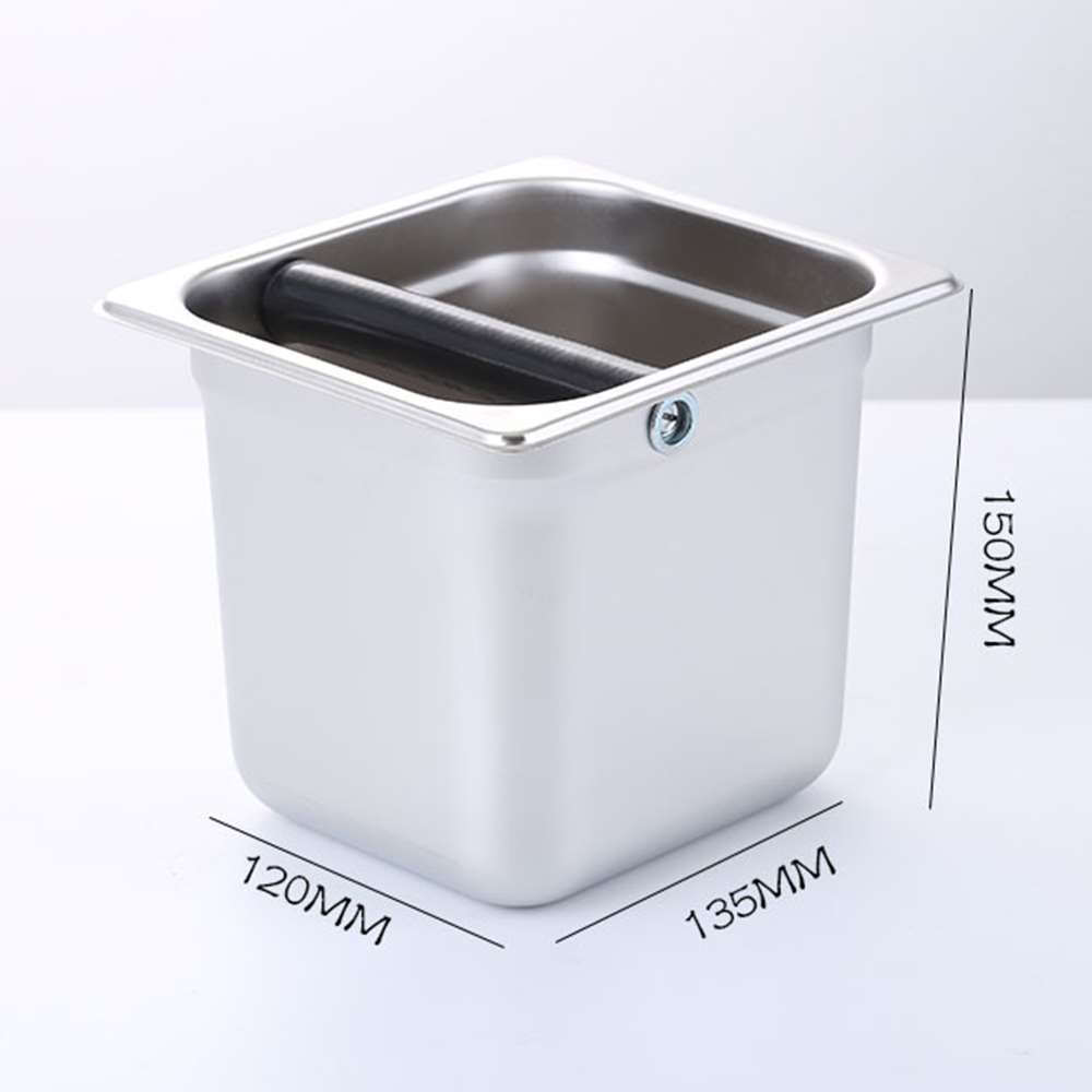 Lesonss Stainless Steel Coffee Grounds Knock Out Box Large Capacity Coffee Grounds Container Espresso Waste Recycle Holder Tool Sturdy