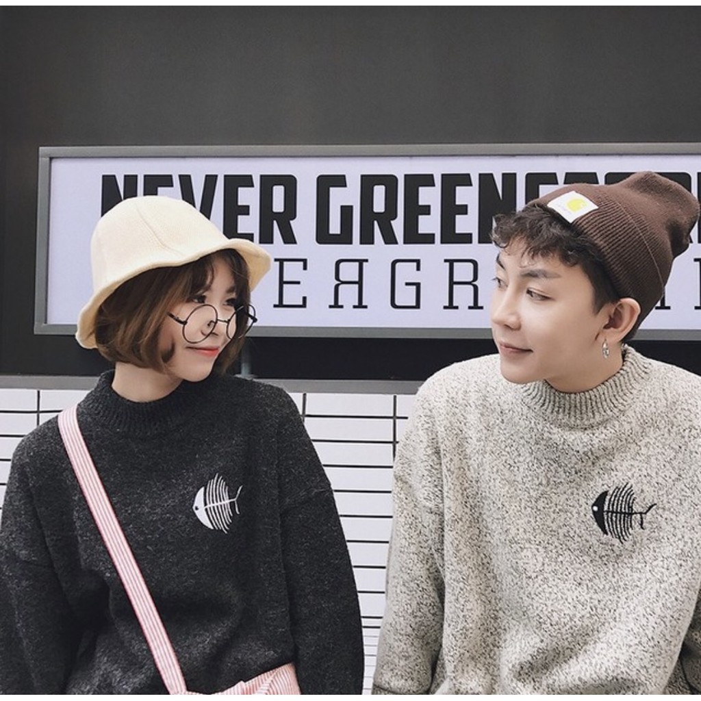 [Có Sẵn] Áo Len Đôi Hình Xương Cá áo len couple