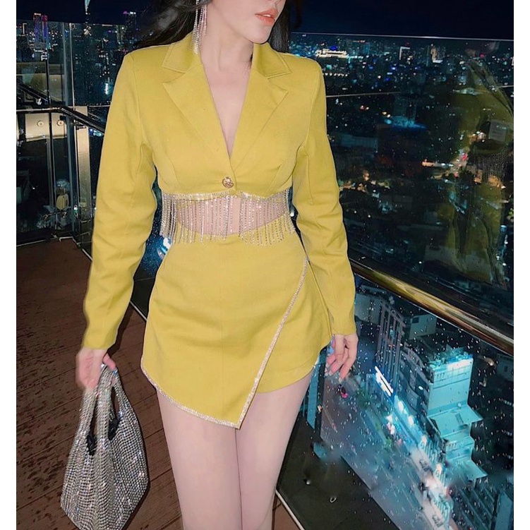 SET ÁO VEST KẾT DÂY XOÀN + CHÂN VÁY TÀ LỆCH