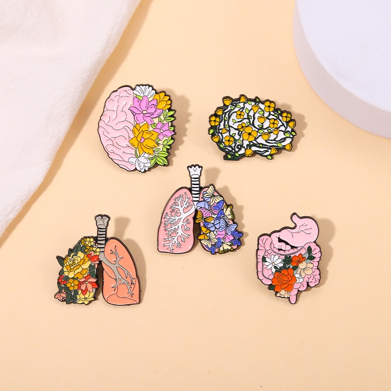 Ghim cài áo QIHE JEWELRY hình nội tạng cơ thể con người nhiều màu sắc 5 mẫu tùy chọn làm quà tặng cho bạn bè