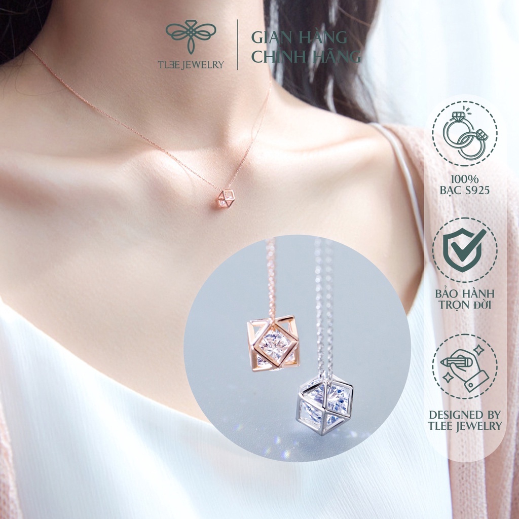 Dây chuyền bạc nữ TLEE mặt lục lăng một viên đá sang trọng NCJ D0119