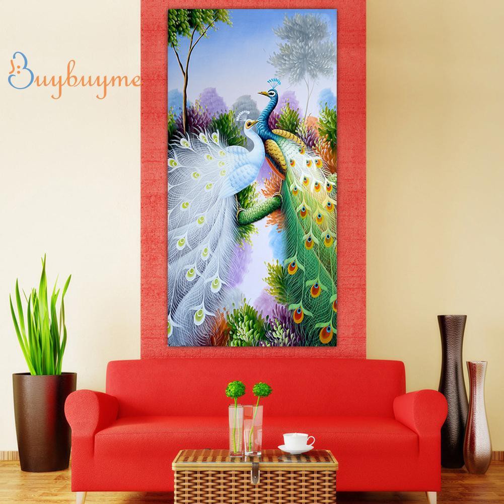 Bộ tranh đính đá 5D tự làm hình họa tiết con công dùng trang trí nhà cửa | BigBuy360 - bigbuy360.vn