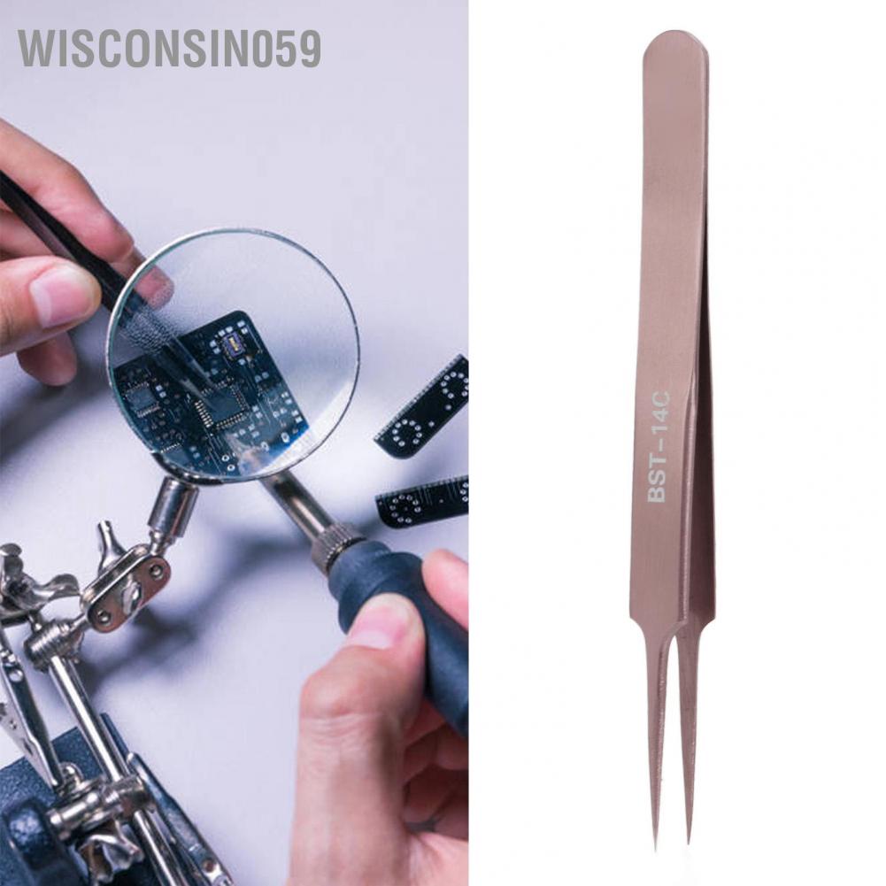 Wisconsin059 Stainless Tweezers Colored Point Head Wear Acid Resistant Industrial For PCB Semiconductors laboratory