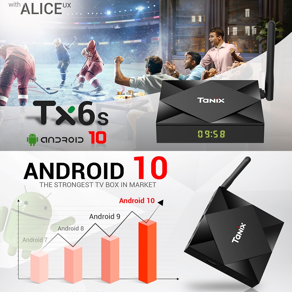 Upgraded Version Tanix TX6S Smart Android TV Box Quad Core Cortex-A53 TVBox 5G+2.4G Dual WiFi  Android 10.0 4GB 64GB Support 6K Output Smart Android Box Set Top Box