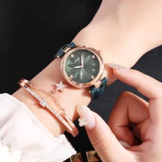 Đồng Hồ Quartz Đính Đá Với Dây Đeo Da