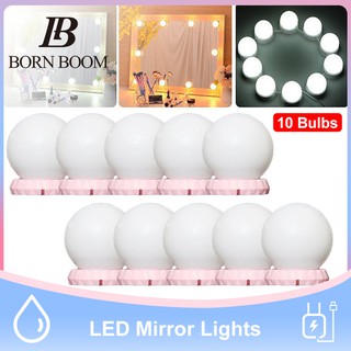 BornBoom LED Gương chiếu sáng Bóng đèn LED Bóng đèn LED Vanity Đèn gương trang điểm Bộ đèn gương trang điểm Phong cách Hollywood có thể điều chỉnh độ sáng với 10 bóng đèn LED dải đèn cho bàn trang điểm